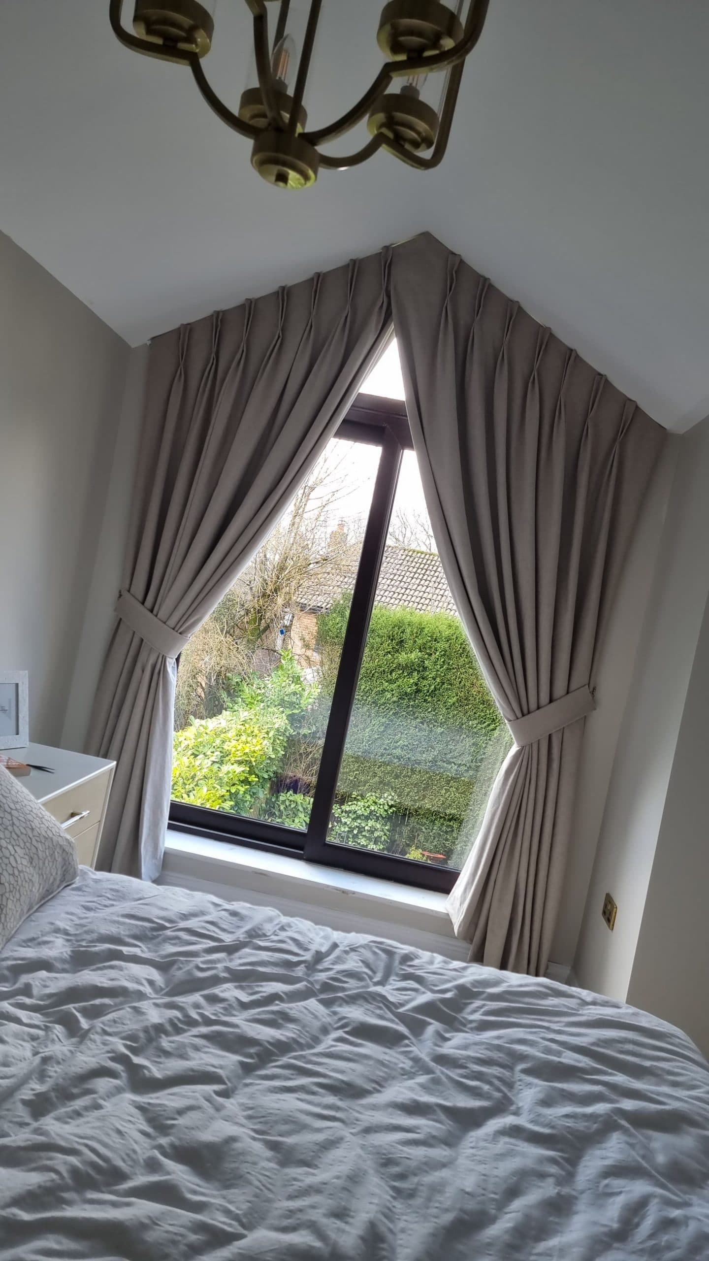 Wide feature glazing with made-to-measure curtains